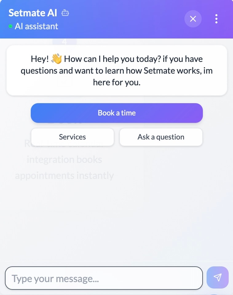 Chat widget engaging with website visitors in real-time