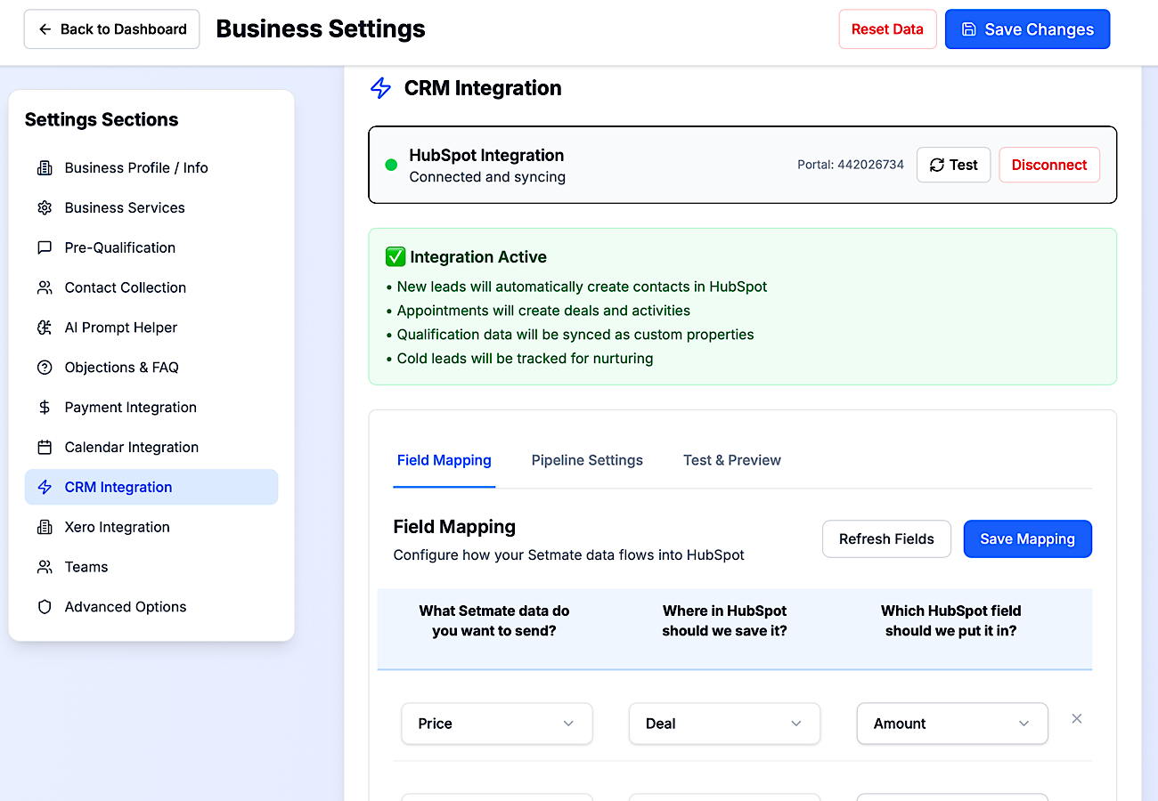 CRM Integration Dashboard