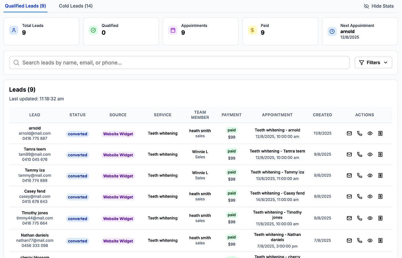 Leads Management Dashboard